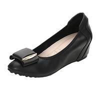 rismart Mocasín con Cuña Ocultos Mujer Ponerse Tacón Bajo Vestir Zapatos Bomba Negro,38.5