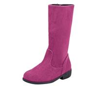 rismart Niña Terciopelo Botas Altas Hasta Pantorrilla Cremallera Lateral Invierno Altas Elegante Zapatos, Cereza, 29