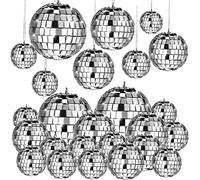 Rismise 20 unidades de espejos colgantes de discoteca de cristal, bolas de discoteca, adornos de diferentes tamaños con cuerda para decoración de bolas de discoteca colgantes (2,4 pulgadas, 2