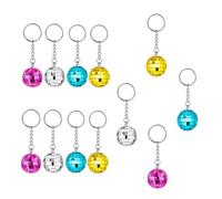 Rismise Llavero de bola de discoteca, 12 unidades, multicolor, mini espejo, para discoteca, para fiestas de los 70, 80, 90, decoración