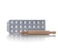RISOLI ' Raviolcasa 24 aluminio fundido pulido con rodillo de madera | Para hacer raviolis, aluminio fundido reciclado, incluye rodillo de madera, fabricado en Italia