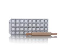 RISOLI' | RAVIOLCASA, molde para raviolis para hacer 36 raviolis, de aluminio fundido reciclado, incluye rodillo de madera, fabricado en Italia