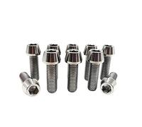RISON 5 Piezas Tornillo de Vástago de Bicicleta de Titanio M8 Cabeza Hexagonal Cónica, Pernos de Vástago de Bicicleta de Montaña, Tornillos de Agarre de Fijación para Manillar de Bici de Carretera
