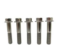 RISON-Titanium 5 Piezas Perno Hexagonal de Titanio para Motocicleta M8x1.25x28mm, Tornillo con Reborde Cabeza Hexagonal, Tornillos Allen Accesorios de Fijación Modificación para Moto, Bici