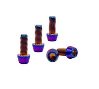 RISON-Titanium 5 Piezas Tornillo de Vástago de Bicicleta de Titanio M5x0.8x18mm, Pernos de Manillar y Potencia de Bicicleta de Montaña, Tornillos de Agarre de Fijación para Bici de Carretera