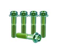 RISON-Titanium 5 tornillos de titanio M10 x 1,25 x 45 mm, tornillos de brida de titanio, tornillos hexagonales, tornillos de titanio, pernos perforados, tornillos de pinza de freno, tornillos de