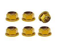 RISON-Titanium 6 Piezas Tuercas de Brida de Titanio M6, Tuercas Hexagonales con Reborde Tuerca de Bloqueo Hexagonal Autoblocantes Contratuercas para Rueda Dentada de Motocicleta, Bici