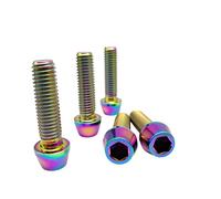 RISON-Titanium Tornillo de Vástago de Bicicleta de Titanio M4x0.7x15mm, Tornillos Cónicos con Hexágono Interior, Tornillos de Manillar de Bici de Montaña Perno de Potencia de Bici, 5 Piezas