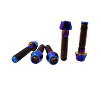 RISON-Titanium Tornillo de Vástago de Bicicleta de Titanio M4x0.7x25mm, Tornillos Cónicos con Hexágono Interior, Tornillos de Manillar de Bici de Montaña Perno de Potencia de Bici, 5 Piezas