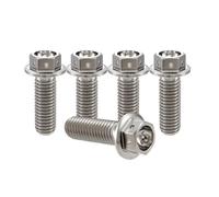 RISON-Titanium Tornillos de Brida de Titanio M6x1.0x16mm, 5 Piezas Tornillos de Cabeza Hexagonal con Reborde, Tornillos de Máquina Cabeza Allen, Accesorios de Modificación para Motocicleta, Bici