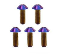 RISON-Titanium Tornillos de Titanio para Bicicleta Motocicleta M5x0.8x12mm, Pernos de Cabeza Allen Semirredonda, Tornillo de Cabeza de Paraguas Tornillos Hexagonales Cabezal de Cúpula, Paquete de 5