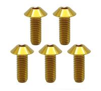 RISON-Titanium Tornillos de Titanio para Bicicleta Motocicleta M6x1.0x25mm, Pernos de Cabeza Allen Semirredonda, Tornillo de Cabeza de Paraguas Tornillos Hexagonales Cabezal de Cúpula, Paquete de 5