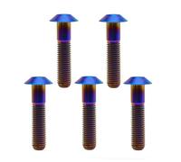 RISON-Titanium Tornillos de Titanio para Bicicleta Motocicleta M6x1.0x30mm, Pernos de Cabeza Allen Semirredonda, Tornillo de Cabeza de Paraguas Tornillos Hexagonales Cabezal de Cúpula, Paquete de 5
