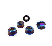 RISON-Titanium Tuerca de Brida de Titanio M8x1.25mm, Tuerca con Reborde Hexagonal Según DIN 1661, Contratuerca Roscada para Pernos/Tornillos, Accesorios de Motocicleta, 5 Piezas