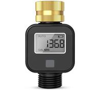 RISOON Medidor de Flujo de Agua de latón con Pantalla LCD, medición precisa de galón/litro para llenado de Piscina, Tanque de Caravana, Manguera de jardín y aspersor de césped