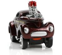 Risopen Modelo de coche de carreras Willys Coupe de 1941 a escala 1/64, juguete de aleación de metal fundido a presión, modelo de coche de carreras rojo, regalo pequeño, modelo clásico de automóvil