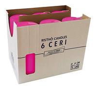 Risthò Confezione da 6 candele-Diametro 6 cm Altezza 15 cm-Colore Fucsia-Durata 72 Ore-Cereria Di Giorgio Paquete de 6 Velas Altura Duración Horas, Cera de parafina