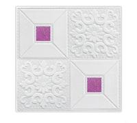 Risveglio 10 calcomanías de pared 3D para decoración del hogar, calcomanías XPE con purpurina para sala de estar, dormitorio, bricolaje y para arte, 35 x 35 cm (blanco con morado)