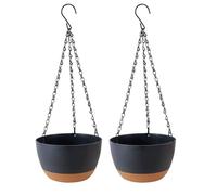 Risveglio 2 macetas colgantes de riego automático con agujeros de drenaje, cestas de flores para interiores y exteriores, balcón, jardín, verde y verde