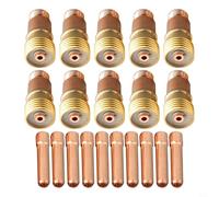 Risveglio 20 piezas TIG para lente de gas Stubby y kit de pinza de 3/32 pulgadas 2.4 mm WP 17 18 26 DB SR antorchas (17GL332, 10N24S)