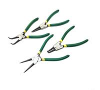 Risveglio Alicates de clip de nariz larga de 7 pulgadas rectos doblados interiores y exteriores para removedor de anillos, mango antideslizante de acero (4 piezas con caja)