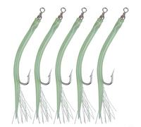 Risveglio Anguila de pesca de bacalao con anzuelos de pulpo de púas de acero inoxidable, tubo de goma holográfica y pluma de emulación (verde 6)