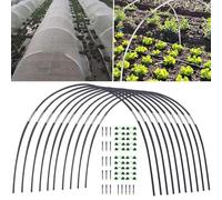 Risveglio Aros de túnel de fibra de vidrio para invernadero de cama elevada, kit de arco con conectores y picos, protección contra pájaros helados para jardín, verduras, flores