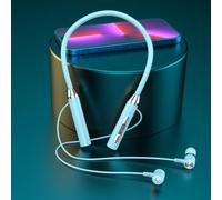 Risveglio Auriculares inalámbricos con banda para el cuello, auriculares deportivos con almacenamiento magnético, carga de cable, control de volumen y canción, gimnasio para correr, color negro (G01