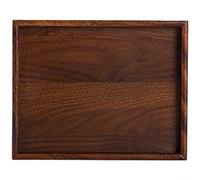 Risveglio Bandeja para servir té de nogal acabada a mano, plato minimalista de estilo japonés para sala de estar, estudio, diseño ergonómico, fácil de transportar (25 x 20 x 2,6 cm)