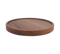 Risveglio Bandeja para servir té de nogal acabada a mano, plato minimalista de estilo japonés para sala de estar, estudio, diseño ergonómico, fácil de transportar (redondo, 25 cm)