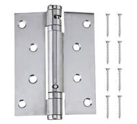 Risveglio Bisagra de acero inoxidable automática para cierre de puerta, bisagra de resorte invisible con 90 puertas interiores de fuerza de cierre ajustable y sujeción, plata, 100 x 78 mm