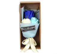 Risveglio Caja de flores de jabón con 3 claveles perfumados para mamá, caja