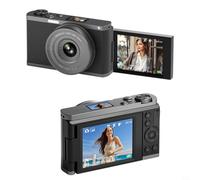 Risveglio Cámara digital 4K para vloggers, video estilo DSLR de 68 MP para videocámara con pantalla abatible de 180 grados, zoom de 28X, kit de modo de cámara web de enfoque automático dual (B)