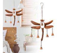Risveglio Campanas de viento de libélula con 6 campanas, decoración de jardín de hierro metálico para balcón, patio, adorno retro para colgar al aire libre, para melodía suave, 26 x 65 cm