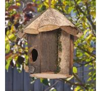 Risveglio Casa de pájaros de madera para jardín exterior, caja de anidación rústica para pájaros, resistente decoración al aire libre, pájaros para criar jóvenes, 16 x 16 cm