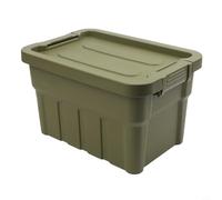 Risveglio Contenedores de almacenamiento apilables con tapas, cajas organizadoras de plástico PP para el hogar, camping, coche, 29,5 x 20,6 x 18 cm, color blanco (verde oliva mediano)
