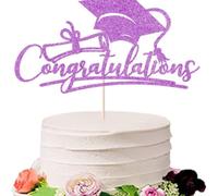Risveglio Decoración para tartas de temporada de graduación 2025, inserto de papel resistente, eventos temáticos de fiesta, 6.61 x 6.97 pulgadas, tarjetas de felicitación festivas y pasteles (morado)