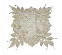 Risveglio Exquisito mantel individual bordado a mano con perlas sintéticas, tapete de encaje de lujo, centro de mesa de comedor, decoración de boda, beige, 40 x 40 cm (cuadrado 40 cm, beige)