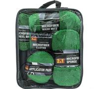Risveglio Kit completo de cuidado automático de 9 piezas con toallas de microfibra, almohadillas aplicadoras de cera, cepillo de ventilación y cepillo de neumáticos de mango largo (gris)