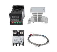 Risveglio Kit completo de regulación de temperatura REX-C100 que incluye relé -40DA, termopar tipo K y disipador térmico de aluminio