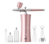 Risveglio Kit de aerógrafo inalámbrico con punta de 0.3 mm, compresor de presión variable, 3 tazas para pintura de automóviles, arte de uñas, negro (rosa)