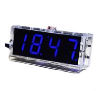 Risveglio Kit de reloj de tubo Nixie LED de 4 dígitos DIY con caja transparente, alarma de brillo automático, Proyecto de electrónica de soldadura (azul)