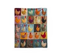 Risveglio Manta acogedora de franela de pollo, suave, cálida y ligera para todas las estaciones, bonita decoración de animales de granja, para sofá cama, color rojo, 130 x 150 cm