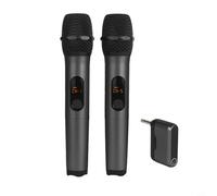 Risveglio Micrófono inalámbrico de doble canal, micrófonos de mano UHF de 2.4 GHz con reducción de ruido, receptor de 6.35 mm para karaoke, iglesia, eventos, color negro