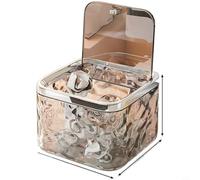 Risveglio Mini cubo cuadrado de escritorio con tapa abatible, contenedor de residuos PET transparente, accesorios para el cabello, oficina y organización, para diseño compacto (F)