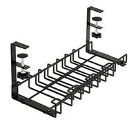 Risveglio Organizador de cables de metal para debajo del escritorio con almohadillas protectoras, bandeja de gestión de cables sin taladrar de 1 a 5 cm, mantiene los cables ordenados, color negro