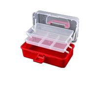 Risveglio Organizador multifuncional de 3 capas para aparejos, para caja de almacenamiento de plástico con compartimentos personalizables, equipo de pesca y accesorios pequeños, color rojo