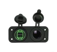 Risveglio Panel de cargador de coche USB dual de 12 V/24 V, enchufe impermeable con luz LED para RV, barco, motocicleta, cámper, para ATV UTV Dashboard (verde)