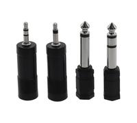 Risveglio Paquete de 4 conectores adaptadores de auriculares de 3,5 mm a 6,35 mm, convertidor de audio estéreo, equipo de grabación de estudio en casa, oficina, color negro