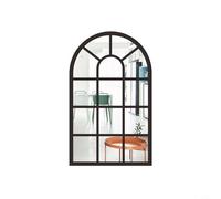 Risveglio Pegatina de pared de espejo de ventana de imitación 3D, decoración de media luna de acrílico de madera, ventana falsa para el hogar, sala de estar, dormitorio, 42 x 27 cm (negro)
